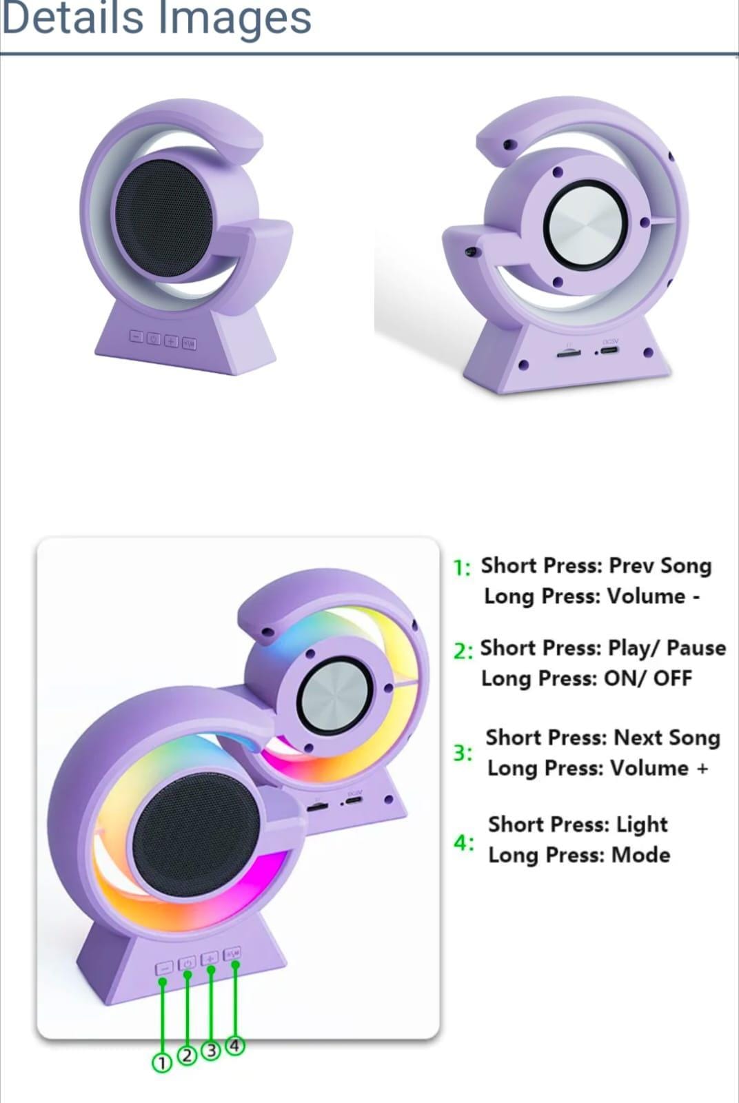 Touch Lamp Wireless Speaker - 5W Bluetooth 5.3 Portable RGB Light - Image 2