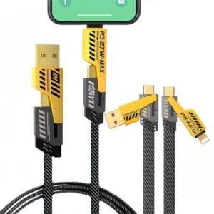 ​Ultimate 4-in-1 Charging Cable: 65W PD Fast Charging Multi Connector Data Cable (Golden)