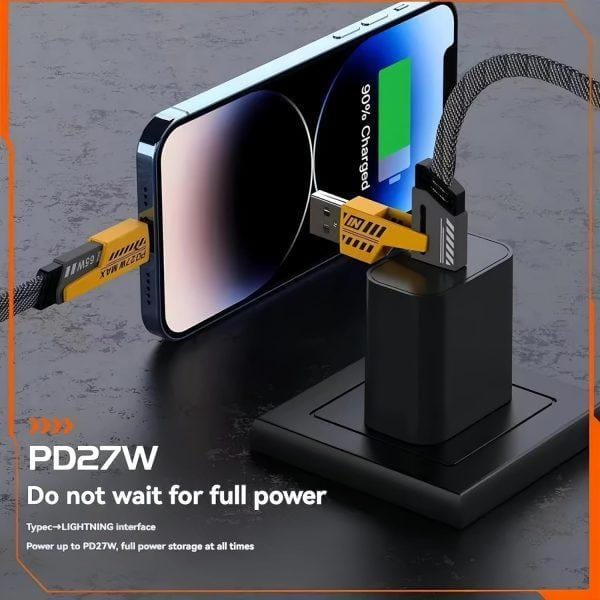​Ultimate 4-in-1 Charging Cable: 65W PD Fast Charging Multi Connector Data Cable (Golden) - Image 4