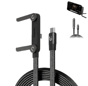​[MAX 240W] Dual Type-C Foldable Phone Stand Fast Charging Cable (Braided, Elbow Design)