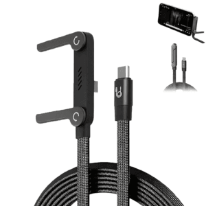 ​[MAX 240W] Dual Type-C Foldable Phone Stand Fast Charging Cable (Braided, Elbow Design)