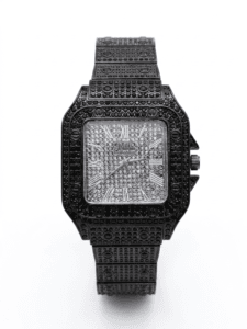 Exclusive Black Diamond Luxury Men's Watch: Stainless Steel Chain Strap Watch