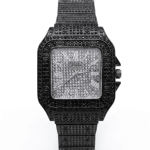 Exclusive Black Diamond Luxury Men's Watch: Stainless Steel Chain Strap Watch