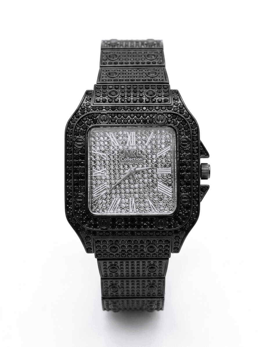 Exclusive Black Diamond Luxury Men's Watch: Stainless Steel Chain Strap Watch