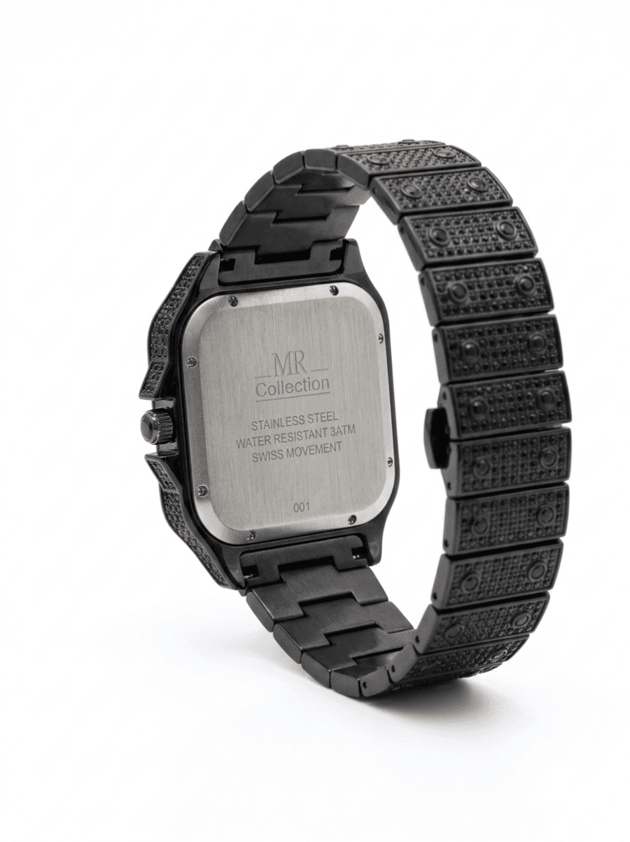 Exclusive Black Diamond Luxury Men's Watch: Stainless Steel Chain Strap Watch - Image 2