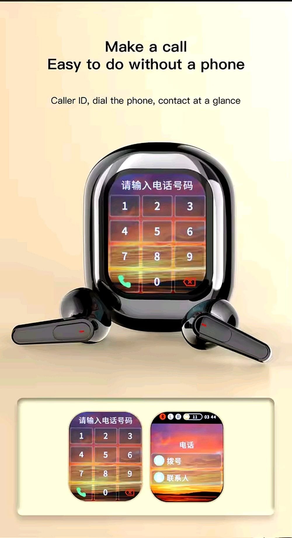 SE-ONE smart touchscreen earbuds dial pad calling feature