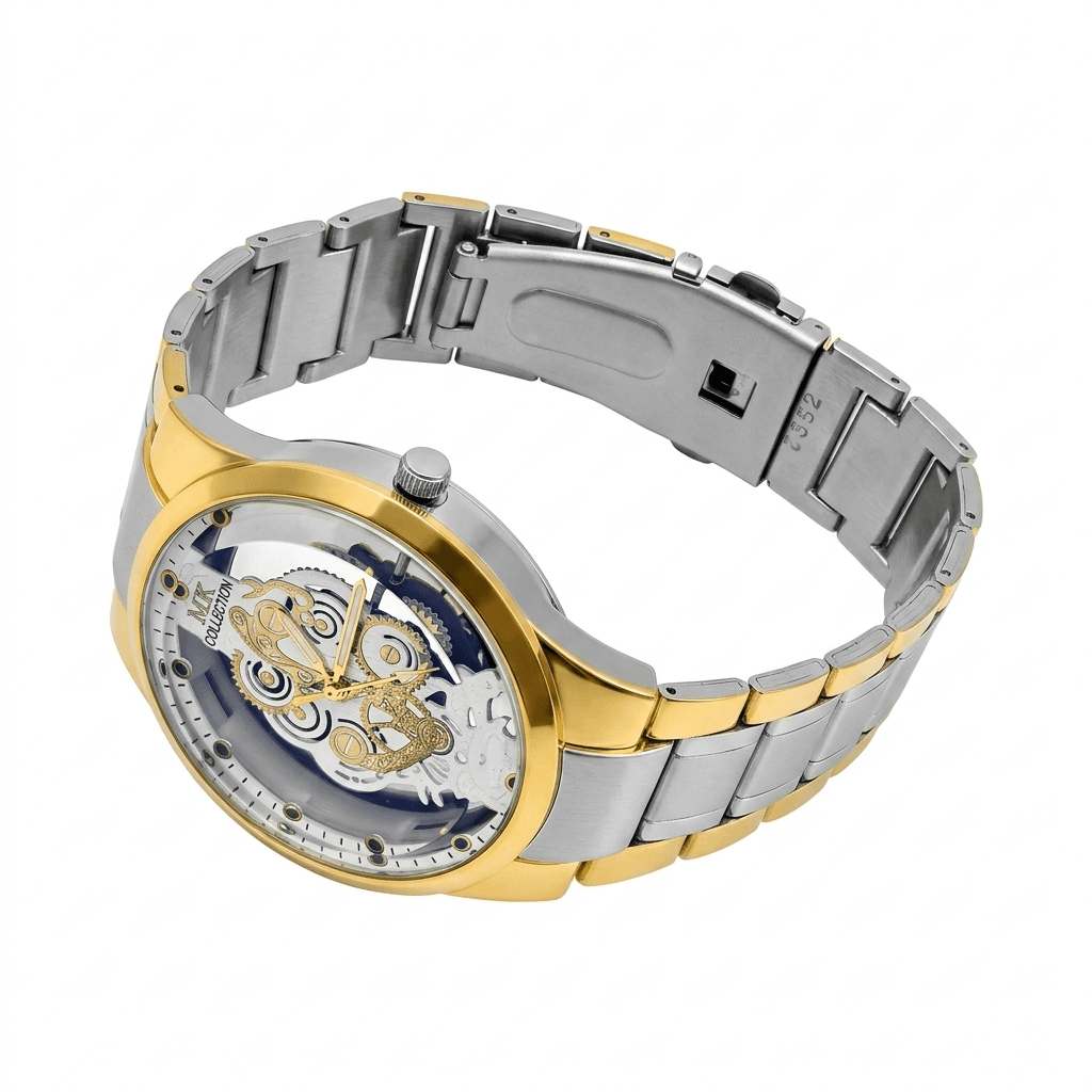 Men's Stainless Steel Watch - Gold & Silver Chain Strap - Image 2