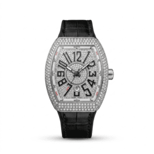 Diamond Stone Men's Luxury Watch - Working Date & Textured Strap